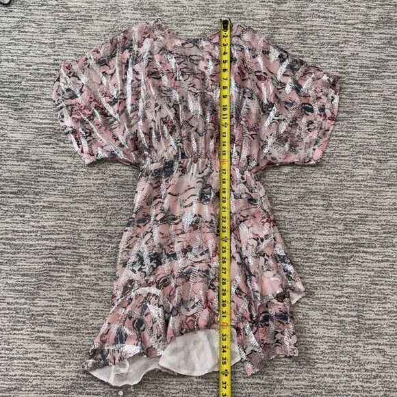 NWT IRO Wobam Printed Metallic Fil Coupé Silk Mini Dress Pink FR 34/ XS Revolve - Picture 10 of 16